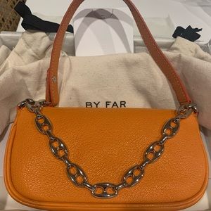 BY FAR Orange Mini Rachel Orange Grained Leather bag